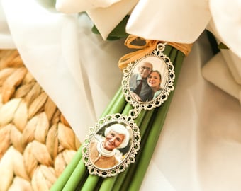 Personalised Wedding Bouquet Charm with Photo | Bridal Accessory Memory Keepsake