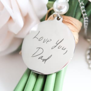 Handwriting Wedding Bouquet Charm Handwriting Charm Engraved Handwritten Bridal Memory Charm image 5