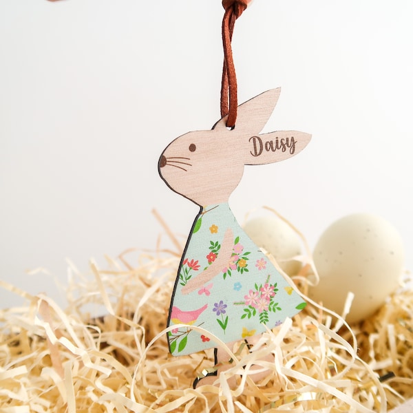 Easter Bunnies Personalised - Easter Tree Decoration - Easter Gift Tags - Grandchildren Easter Basket Tags - Easter Gift Bag Tag