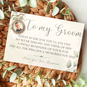 Groom Memorial Photo Pin: UV Printed Buttonhole Charm