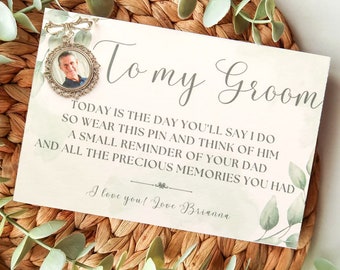 Groom Memorial Pin - Groom Buttonhole Charm - Groom Memory Pin - Loved One Button Hole - Photo Pin For For Groom