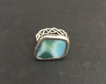 Turtle Green Glass Ring size 7