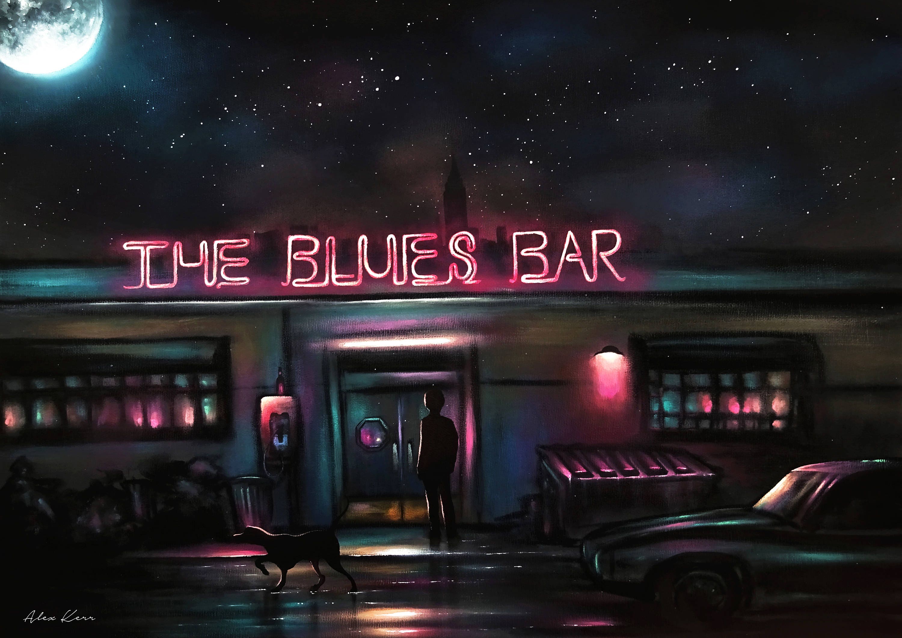 The Blues Bar Art Print: Neon New York Jazz Scene (A3) - Etsy