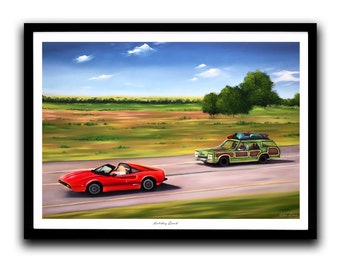 Holiday Road, Oil Painting, Print, Poster, Comedy, Landscape, Wall Art, Painting, Art print A3