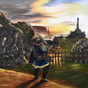Souls Borne, Sunset, Art Print,  Game painting, Wall Art, Home decor, Fine Art print A3