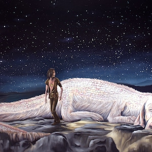 The Neverending Falkor, &quot;leaving so soon&quot; Painting Print, Movie art scene