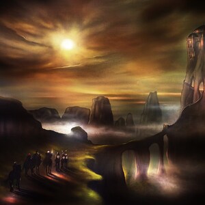 The Eyrie, Sunset, Landscape, Fantasy, Art Print, Wall Art, Home decor, Fine Art print A3