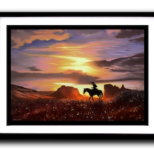 Red Dead Sunset, Oil painting Art Print