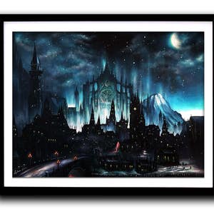 Souls Borne, Art Print, Game painting, Gothic, Moonlight, Wall Art, Home decor, Fine Art print A3 image 2