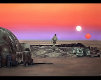 Binary Sunset Oil Painting Print