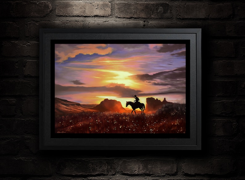 Red Dead Sunset, Oil painting Art Print zdjęcie 3