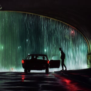 Matrix, "Get In" Cena de Chuva, Impressão de Pintura a Óleo