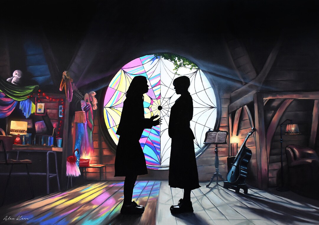 Wednesday and Enid Oil Painting Print Etsy