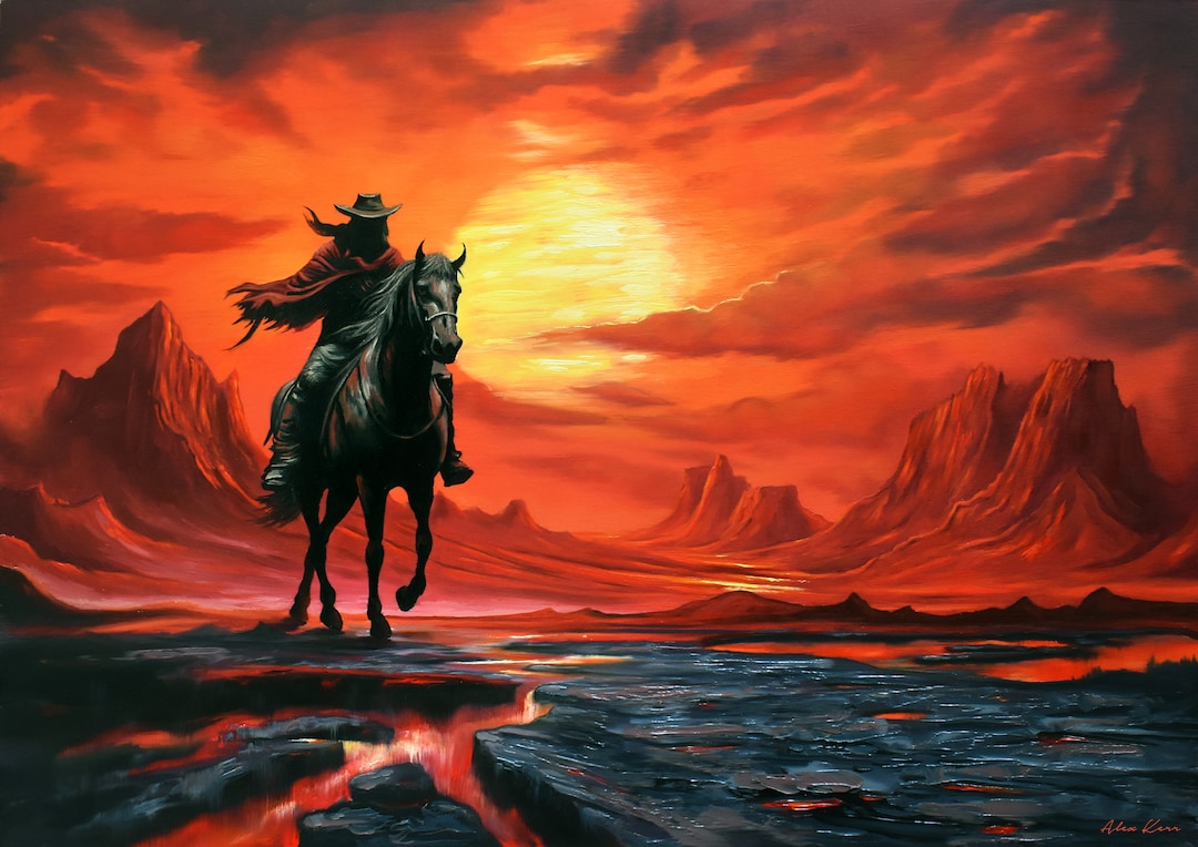 油絵、芸術品:割引価格、12日までのみです 油絵 絵画【夕日と赤富士のひまわり畑】 | HIROSHI1990