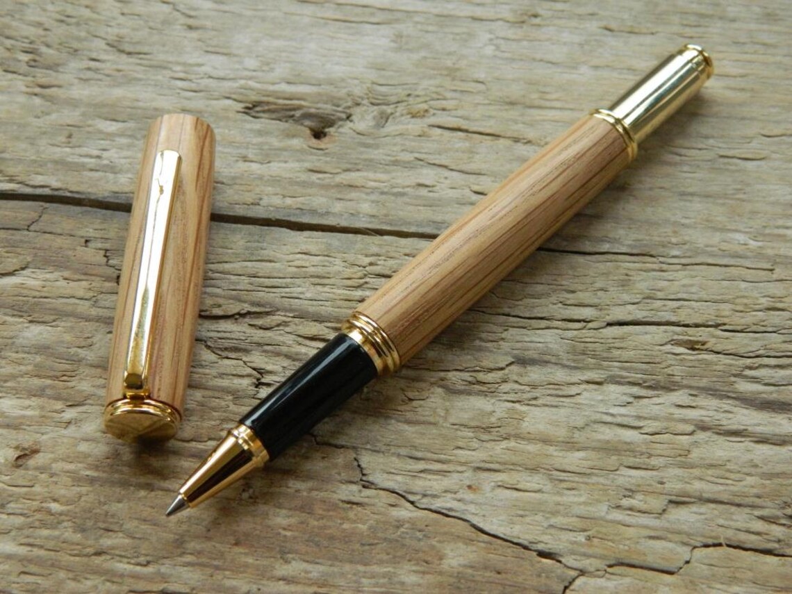 Woodturned Pen Slim Rollerball Pen Antique Oak Gift for Etsy