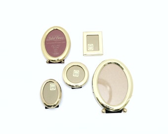 Brass Picture Frame Set, Vintage Photo Frames, Mini Small Round Oval Rectangle Table-top Frames