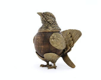 Arthur Court Brass Coconut Bird Ink Well, Brass Bird, Bird Animal Decor, Whimsy Accents, Gifts, Arthur Court Designs 1977