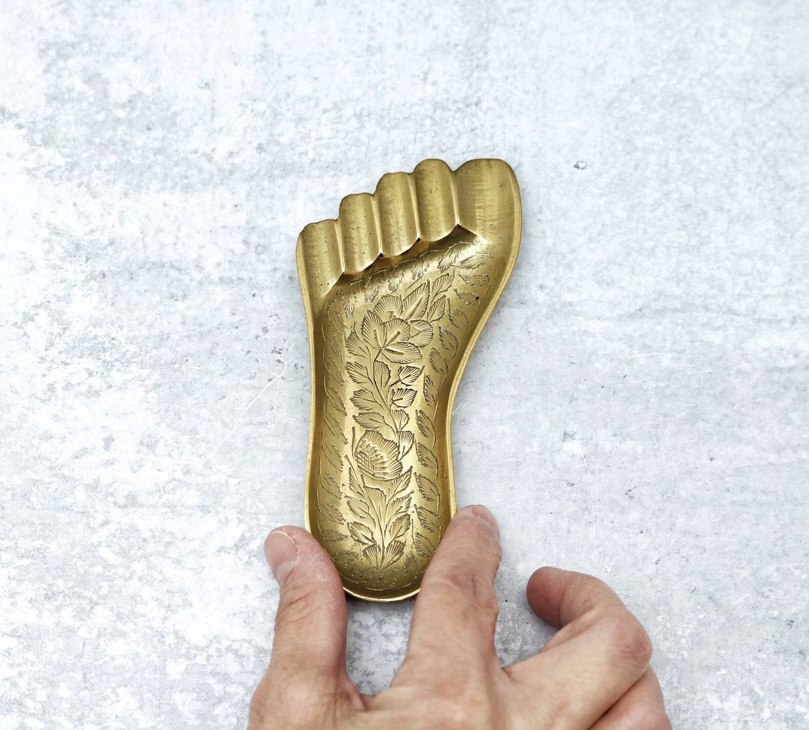 Small Brass Foot Ashtray Vintage Human Foot Decor Cone Etsy