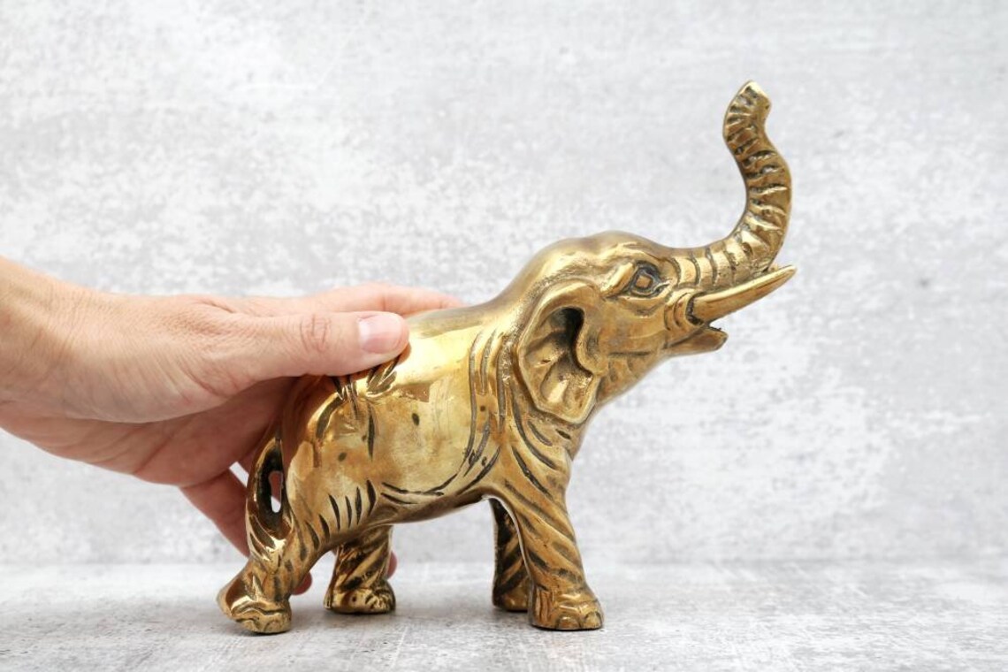 Brass Elephant Vintage Elephant Figurine Home Decor Etsy