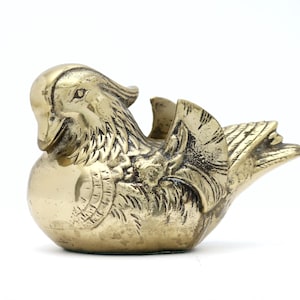 Brass Duck, Vintage Duck Figurine, Bird Decor, Brass Animal Decor, Woodland Animal, Cabin Decor