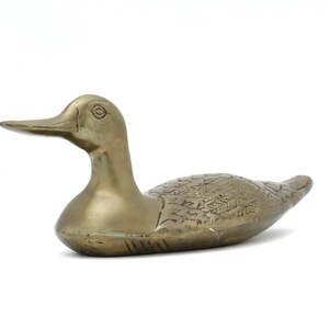 Large Brass Duck Decoy, Vintage Duck Figurine, Bird Decor, Brass Animal Decor, Woodland, Cabin  Core, Wedding Decor