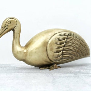 Large Brass Ibis Figurine, Vintage Ibis Statue, Brass Birds, Home Decor, Glam Animal Decor, Gifts for Bird Lover