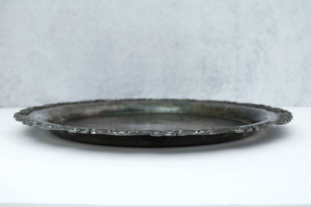 Home Décor Decorative Trays Vintage Round Serving Tray Oneida Decorative Tray Bar Cart Vanity