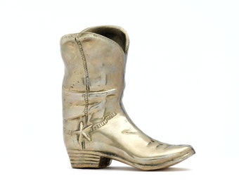Brass Cowboy Boot, Vintage Cowgirl Boot, Western Boot with a Star
