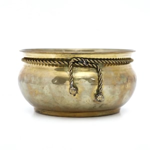 Vintage Hammered Brass Planter with Rope Accent