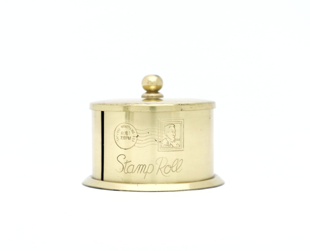 Brass Postage Stamp Holder Vintage Stamp Roll Holder Retro Etsy