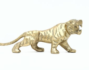 Brass Tiger Figurine, Vintage Tiger Decor, Big Cats Decor, Wild Animals, Year of the Tiger, Zodiac Sign Astrology, Statue, Gifts