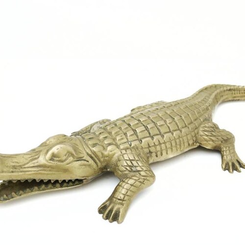 Large Brass Alligator Figurine, Vintage Reptile Statue, shops Brass Animals, Crocodile Sculpture, Accents, Florida Home Decor, Gifts