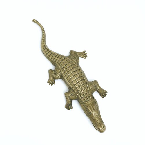 Large Brass Alligator Figurine, Vintage Reptile Statue, shops Brass Animals, Crocodile Sculpture, Accents, Florida Home Decor, Gifts