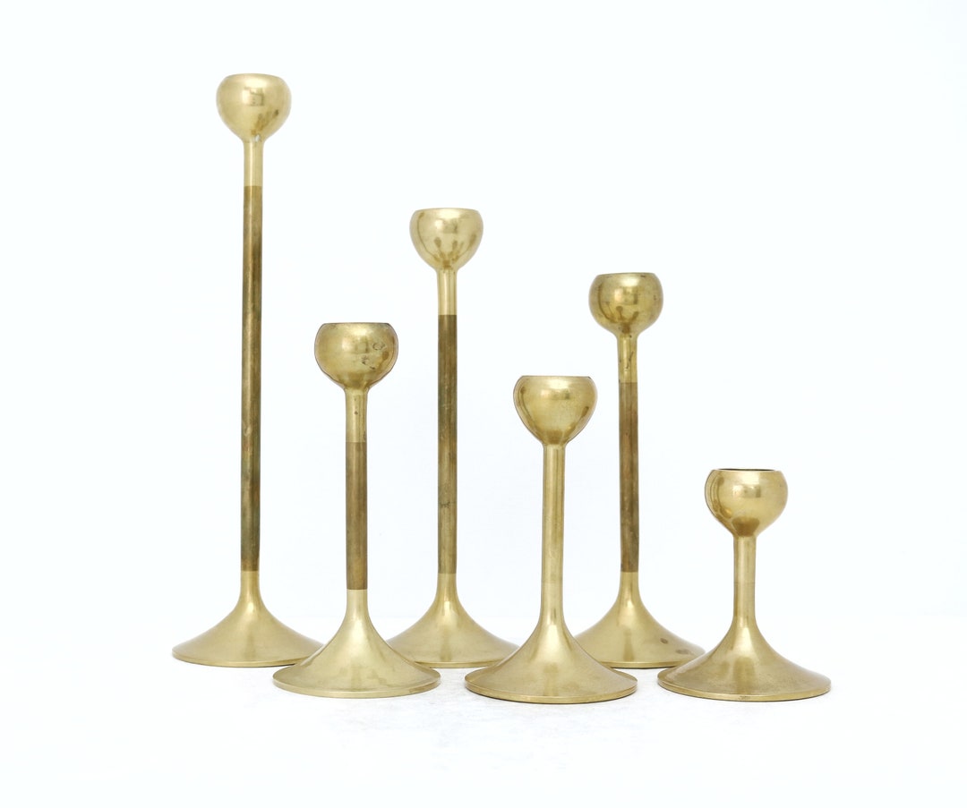 Tulip Candlesticks Brass Candle Holders Vintage Brass Decor Etsy