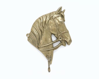 Brass Horse Hook, Vintage Horse Head Wall Hook, Ranch Farmhouse Accents, Horse Towel Keys Apron Holder, Brass Organizer, Farm Animal, Italy