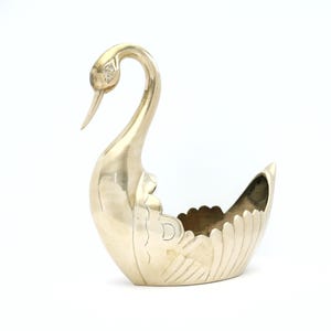 Large Brass Swan, Vintage Swan Planter, Bird Planter, Home Boho Farmhouse Wedding Decor, Brass Animals, Faux Plant Holder, Succulent Planter