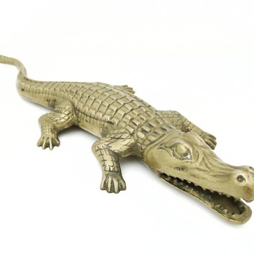 Large Brass Alligator Figurine, Vintage Reptile Statue, shops Brass Animals, Crocodile Sculpture, Accents, Florida Home Decor, Gifts