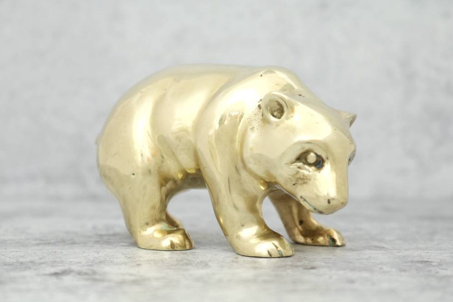 Brass Bear Figurine Vintage Bear Statue Wildlife Black Etsy
