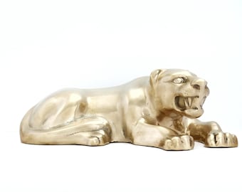 Brass Panther Statue, Vintage Panther Figurine, Large Jaguar Scuplture, Leopard, Brass Animals, Big Cat Decor, Accents, Gifts