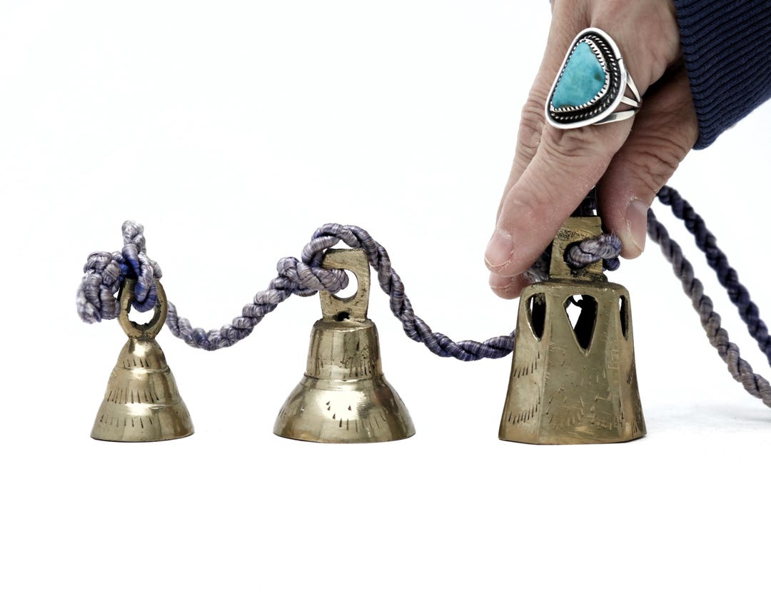 Vintage Brass Bells on Rope, Set of 3 - Etsy