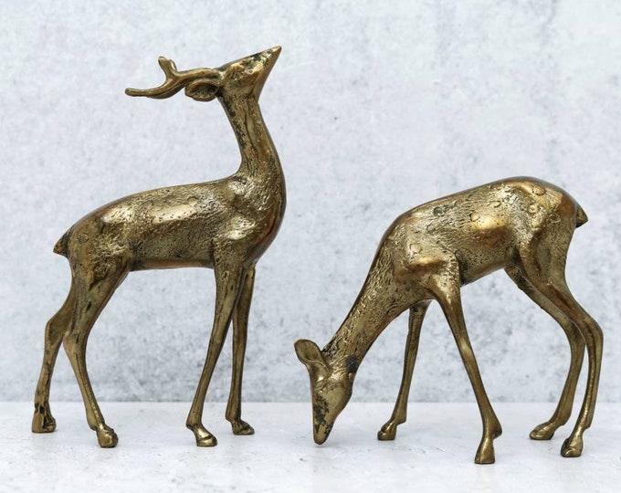 Brass Deer Vintage Brass Buck and Doe Woodland Creatures Etsy