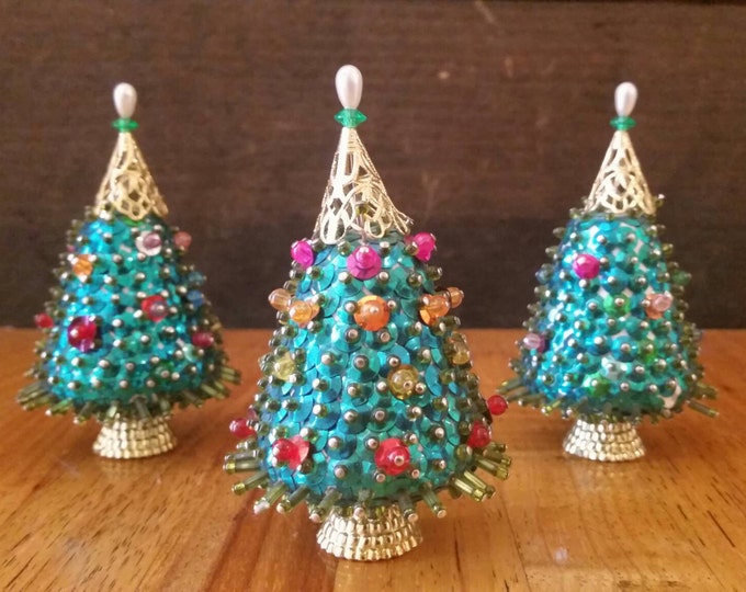 Vintage Beaded Tree Ornaments, Tree Trim, Vintage Christmas Decorations