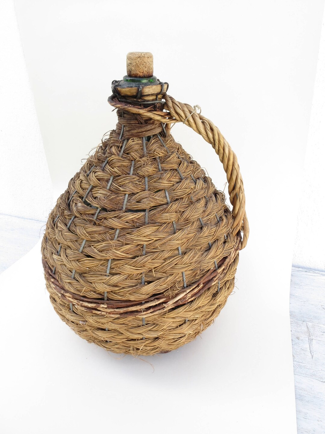 Glass Demijohn Wine Wicker Basket 10 Ltr Vintage French Etsy