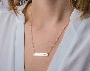 Gold Bar Sorority Letter Necklace main image 1