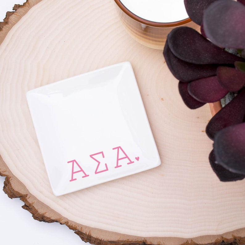 ASA Jewelry Holder Alpha Sig Ceramic Dish ASA Ring Dish SET of 3 Sorority Trays Alpha Sig Trinket Tray Alpha Sigma Alpha Jewelry Tray