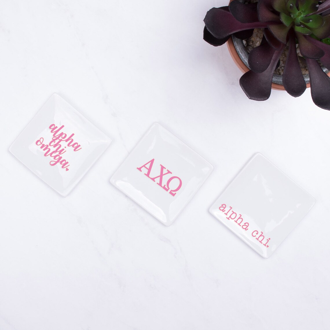 Alpha Chi Omega Jewelry Trays SET of 3 Sorority Trays Alpha Etsy