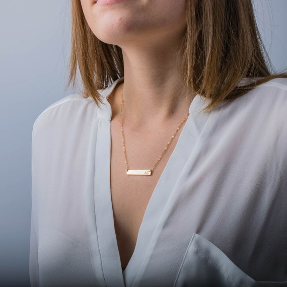 Delta Zeta Bar Necklace Dz Bar Necklace Delta Zeta Necklace Deezee Gold Bar Necklace Delta Zeta Sorority Necklace 14k Gold Necklace