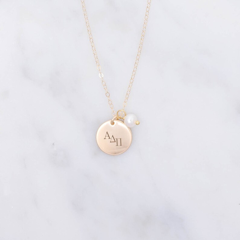 Pearl Alpha Delta Pi Necklace Adpi Sorority Necklace A D Pi Etsy