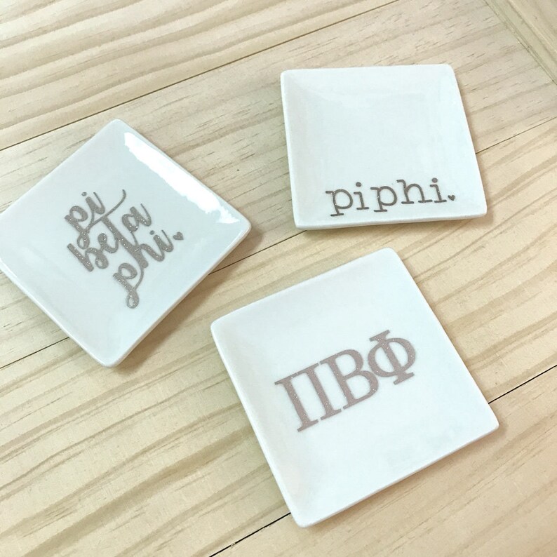 ASA Jewelry Holder Alpha Sig Ceramic Dish ASA Ring Dish SET of 3 Sorority Trays Alpha Sig Trinket Tray Alpha Sigma Alpha Jewelry Tray
