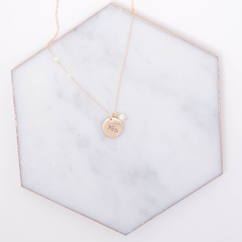 Pearl Alpha Xi Delta Necklace Alpha Xi Pearl Sorority Etsy